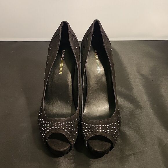 MARC FISHER JEWEL STUDDED EMBELLISHMENTS HIGH HEEL PEEP-TOE PUMP - Picture 3 of 16
